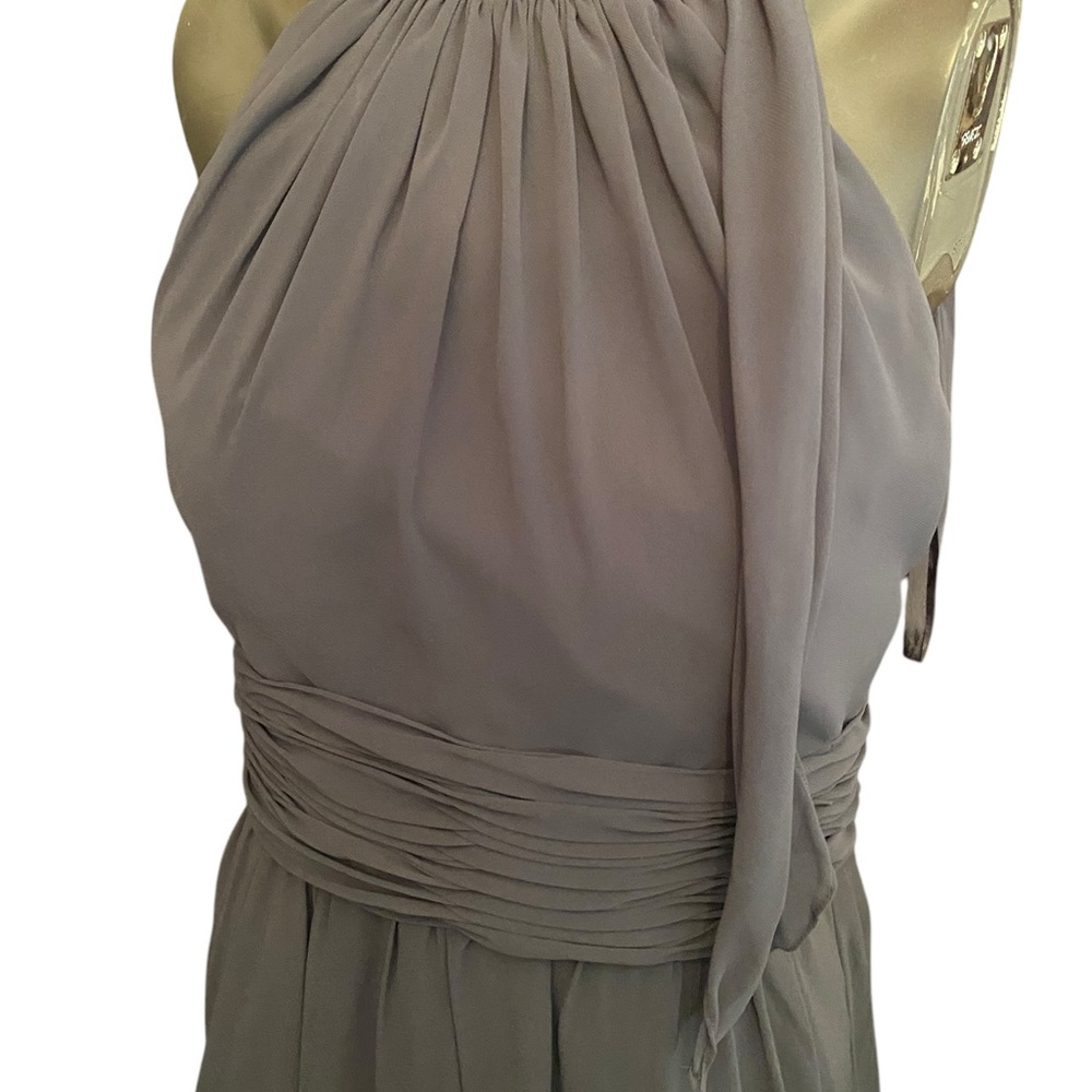 Evening Wear Soft Grey Flowing Full Length Dress Size 16 - Picture 5 of 8